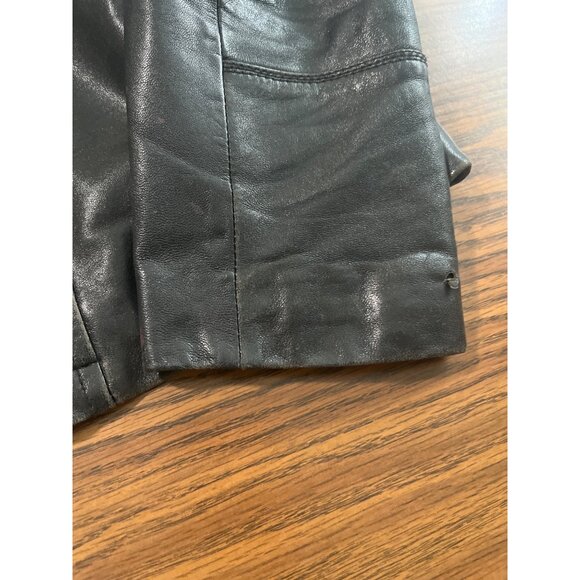 Pelle Studio black blazer button front collared leather jacket size Large - Picture 5 of 12